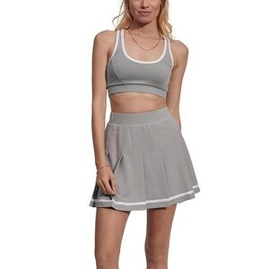 Varley- NWT Sage Green and White Sports Bra and Mini Skirt Matching Workout Set
